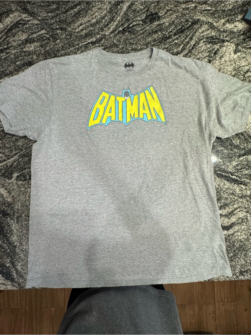 Batman Short Sleeve Logo Tee - Gray with Yellow and Blue